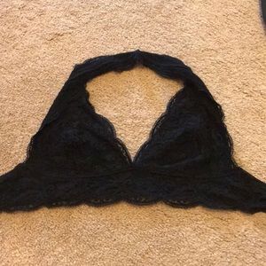 Black lace halter bralette
